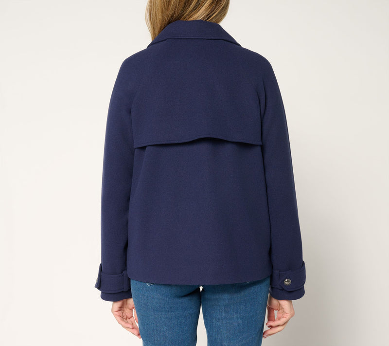 BEAUTIFUL by Lawrence Zarian Double Breasted Short Peacoat — View 4