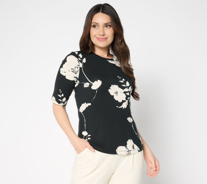 nicole by Nicole Miller Luxe Modal Elbow Sleeve Top — View 9