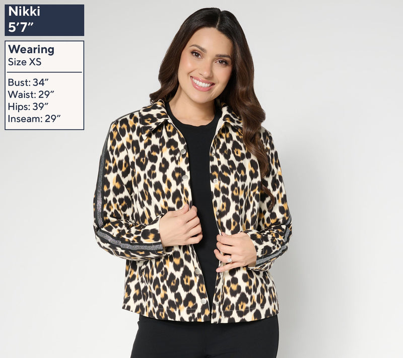 nicole by Nicole Miller Lurex Stripe Trim Snap Front Jacket — View 5