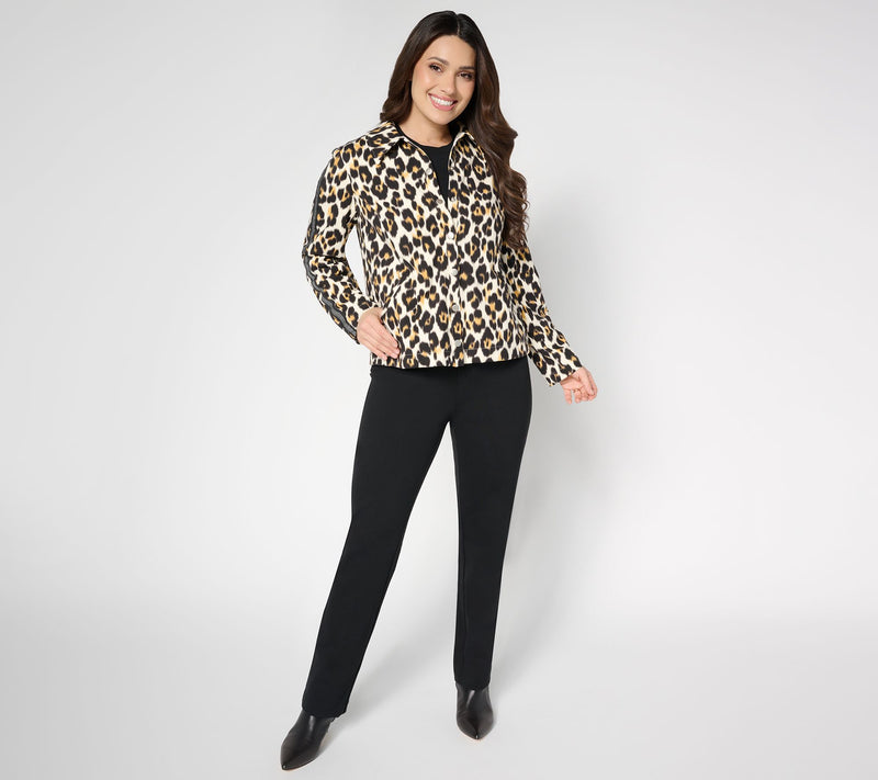 nicole by Nicole Miller Lurex Stripe Trim Snap Front Jacket — View 7