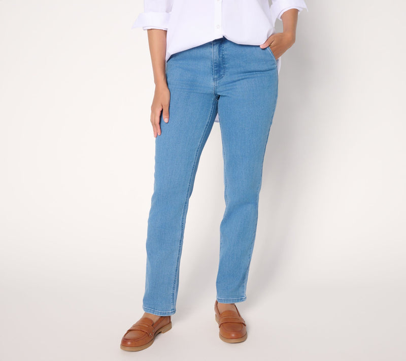 Susan Graver Petite Warm Touch Straight Leg Jean — View 3