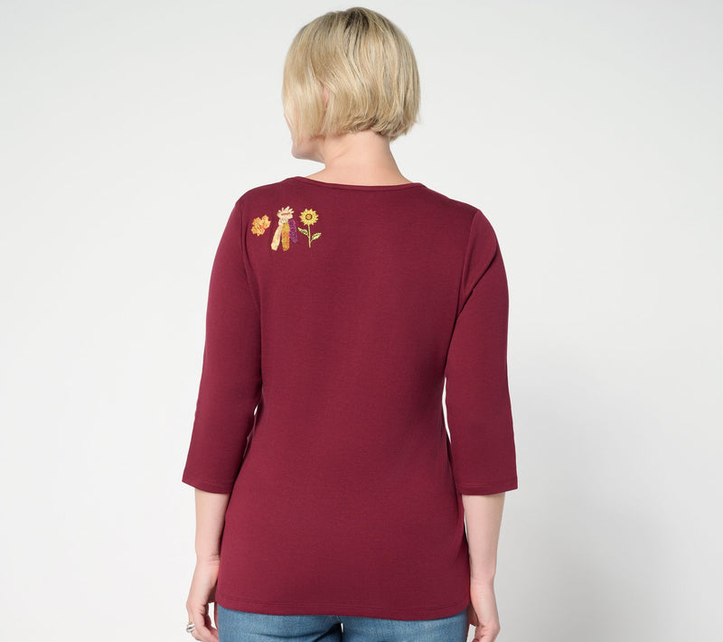 Quacker Factory Eek a Boo 3/4 Sleeve Top — View 4