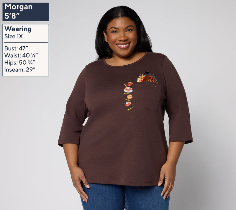Quacker Factory Eek a Boo 3/4 Sleeve Top — View 2