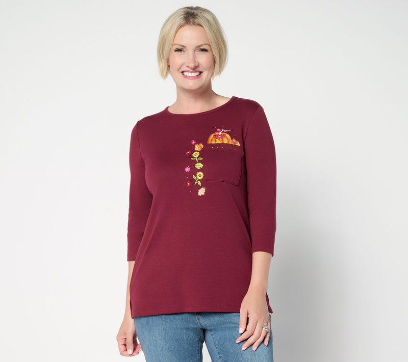Quacker Factory Eek a Boo 3/4 Sleeve Top — View 10