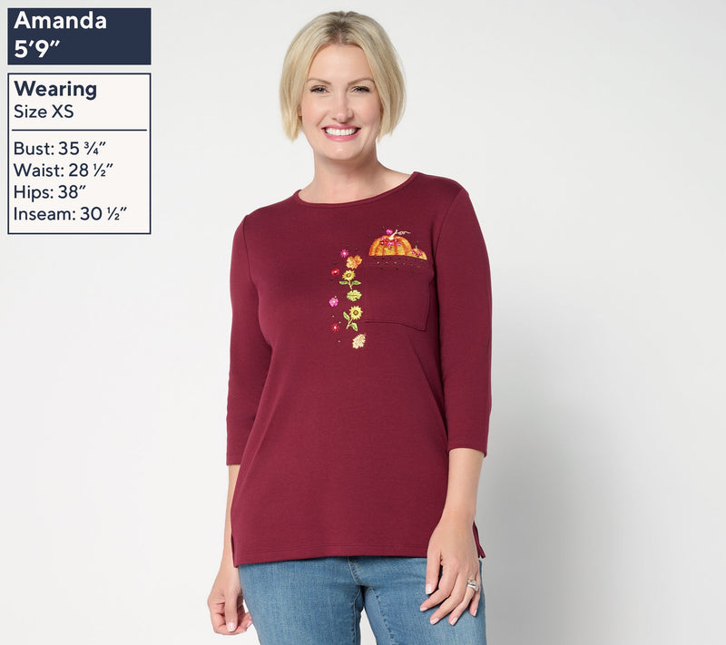 Quacker Factory Eek a Boo 3/4 Sleeve Top — View 3