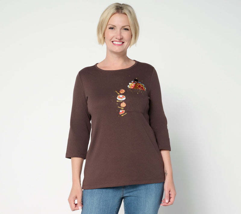 Quacker Factory Eek a Boo 3/4 Sleeve Top — View 11