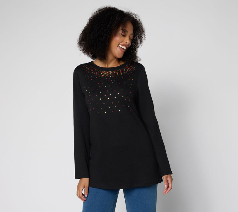 Quacker Factory Fallin' For Sequins Long Sleeve Tunic Top — View 10