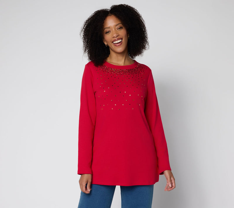 Quacker Factory Fallin' For Sequins Long Sleeve Tunic Top — Main view