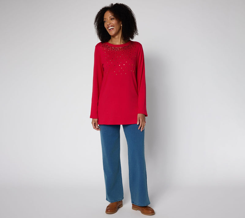Quacker Factory Fallin' For Sequins Long Sleeve Tunic Top — View 5
