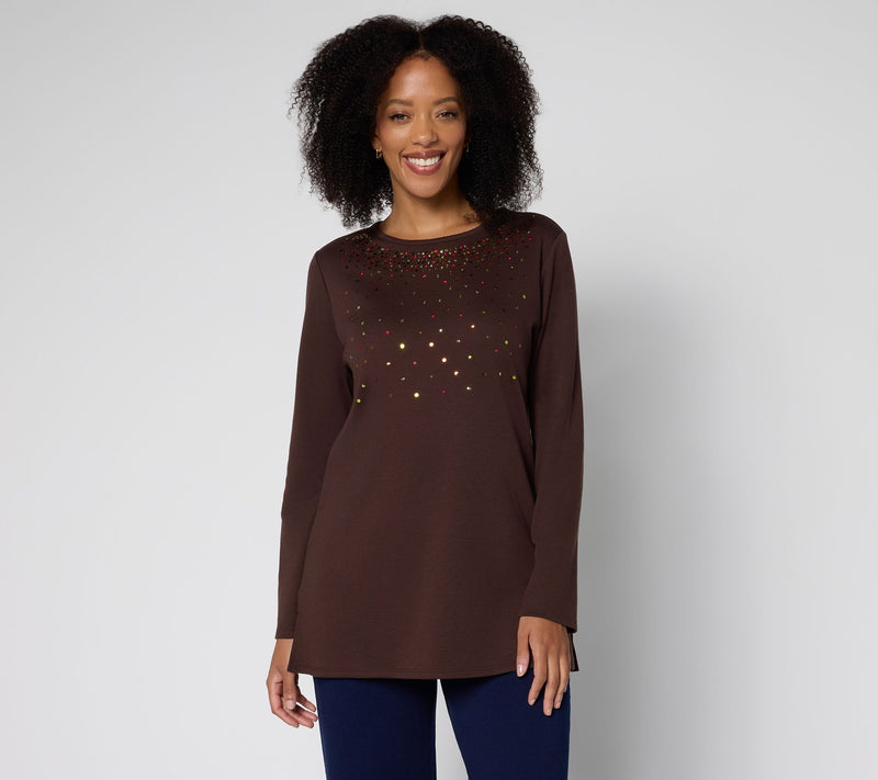 Quacker Factory Fallin' For Sequins Long Sleeve Tunic Top — View 11