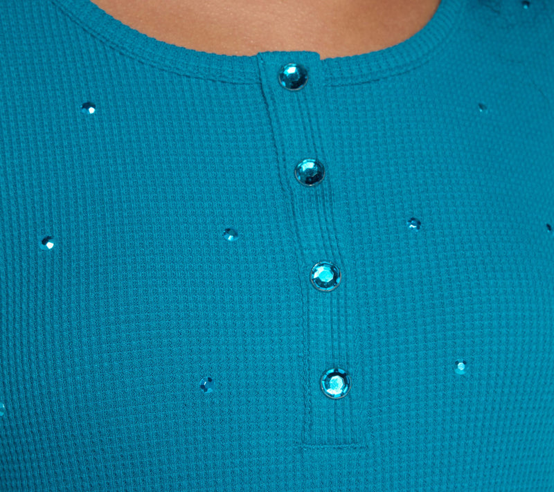 Quacker Factory Sparkle and Shine Baby Waffle Snap Henley — View 6