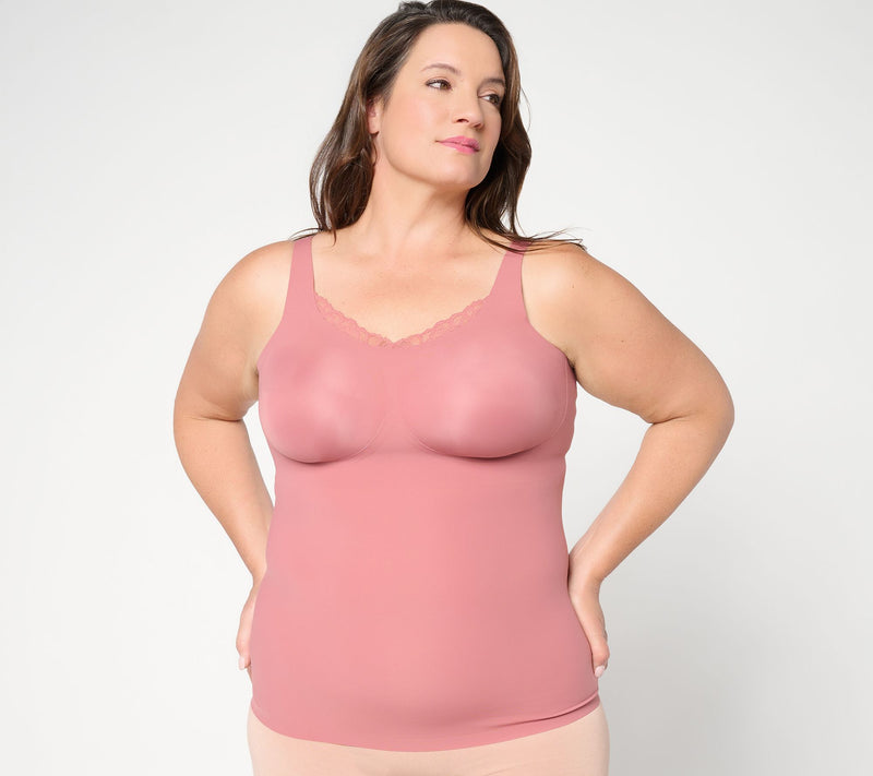 Evelyn & Bobbie Lace Trimmed V-Neck Seamless Bra Cami — Main view
