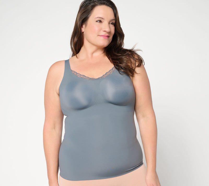 Evelyn & Bobbie Lace Trimmed V-Neck Seamless Bra Cami — View 13