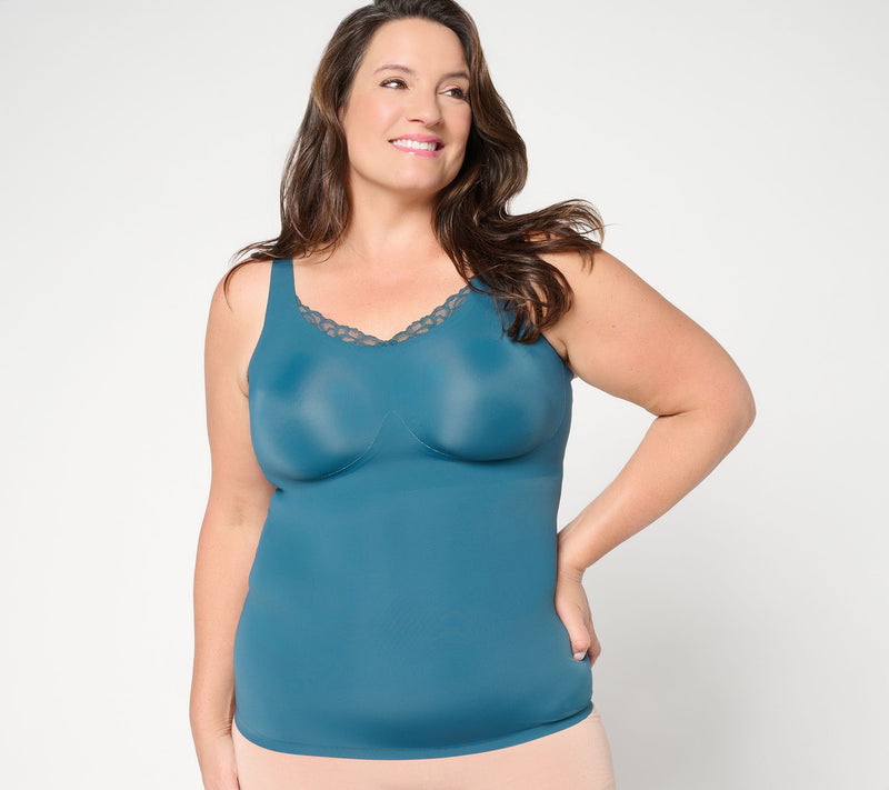 Evelyn & Bobbie Lace Trimmed V-Neck Seamless Bra Cami — View 5