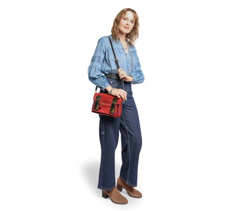 Old Trend Aster Mini Leather Satchel with Crossbody Strap — View 3