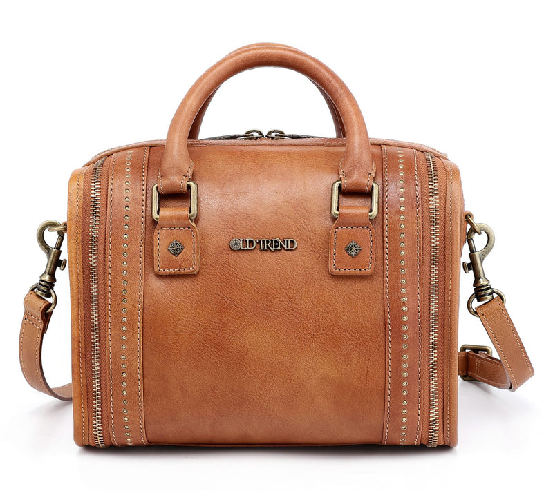 Old Trend Leather Mini Trunk Satchel with Crossbody Strap — View 20