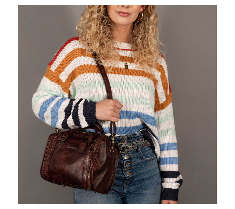 Old Trend Leather Mini Trunk Satchel with Crossbody Strap — View 8