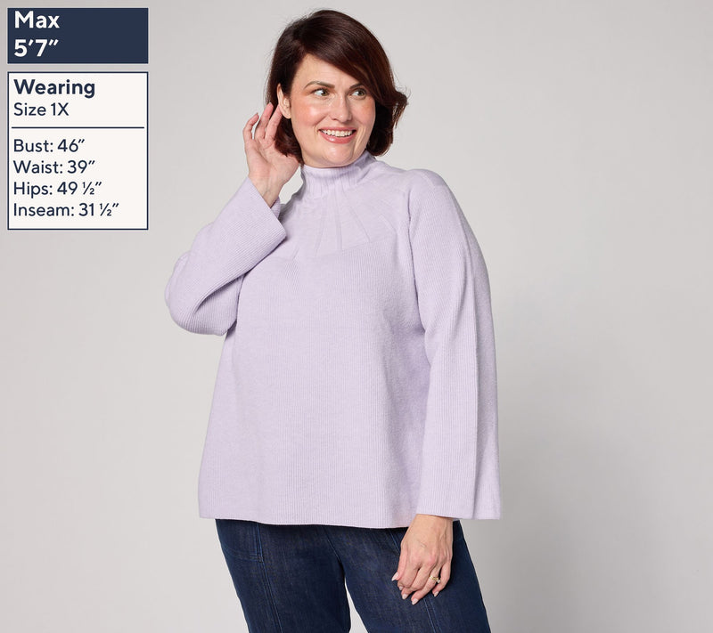 Me by Jennie Garth Mock Neck Raglan Sleeve Sweater — View 6