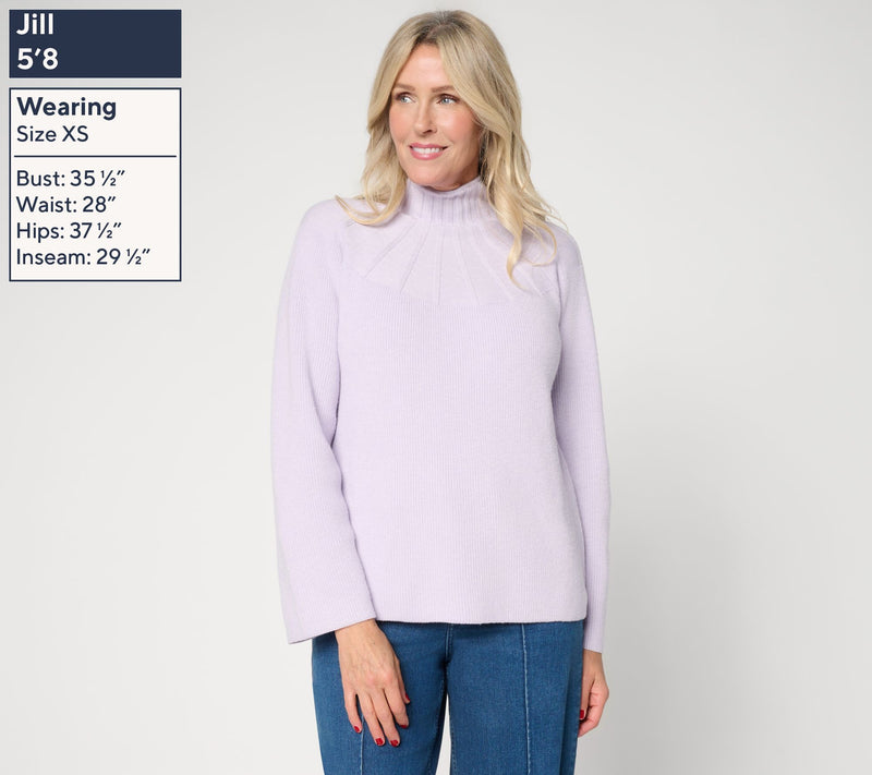 Me by Jennie Garth Mock Neck Raglan Sleeve Sweater — View 7