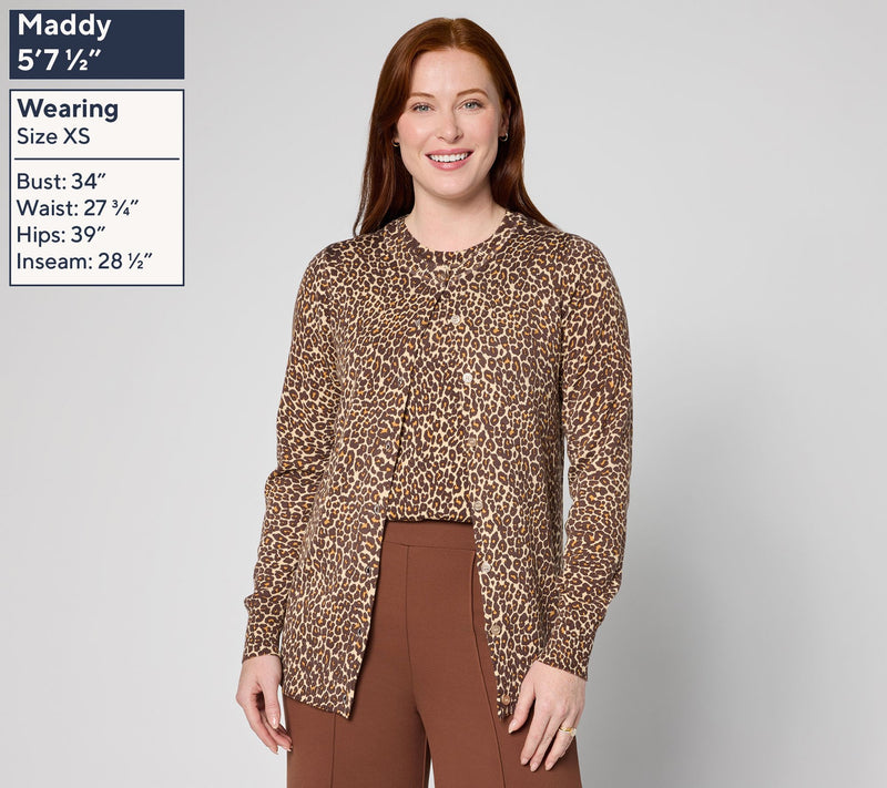 Joan Rivers Printed Leopard Button Front Cardigan — View 3
