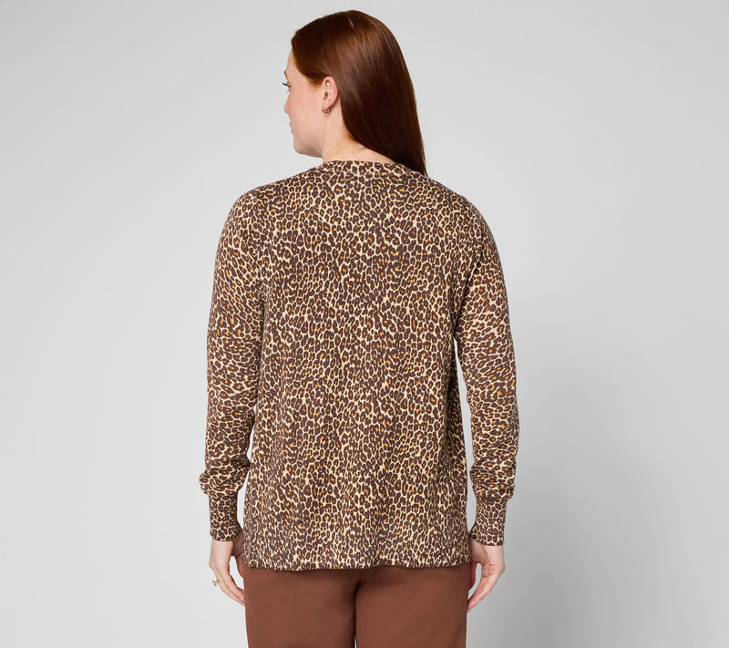 Joan Rivers Printed Leopard Button Front Cardigan — View 4