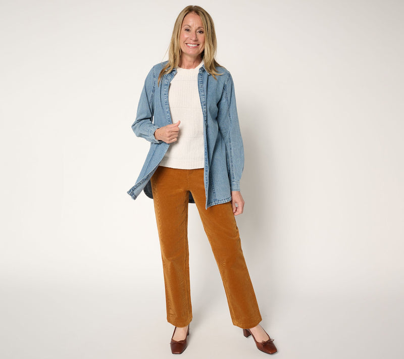 Joan Rivers Regular Vintage Wash Classic Cotton Denim Shirt — View 13