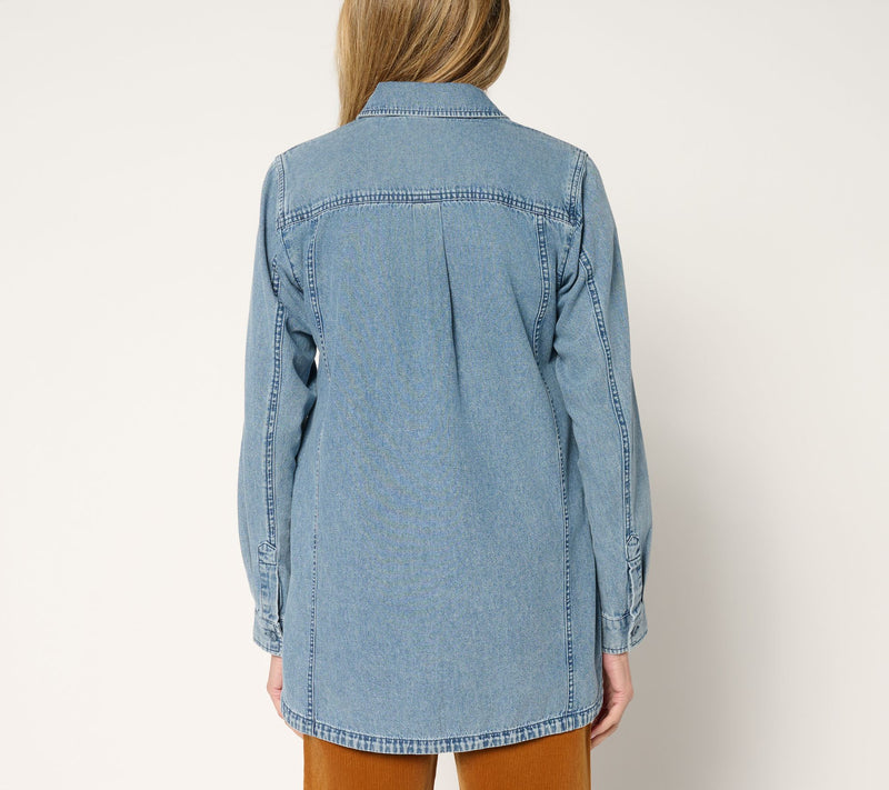 Joan Rivers Regular Vintage Wash Classic Cotton Denim Shirt — View 12