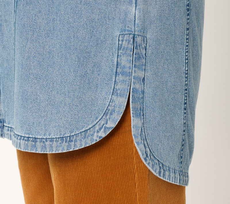 Joan Rivers Petite Vintage Wash Classic Cotton Denim Shirt — View 14