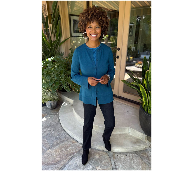 BEAUTIFUL by Lawrence Zarian Button Front Long Sleeve Cardigan — View 16