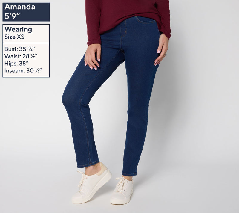Denim & Co. Regular Comfy Knit Jeans w/ Ribbed Waistband — View 3