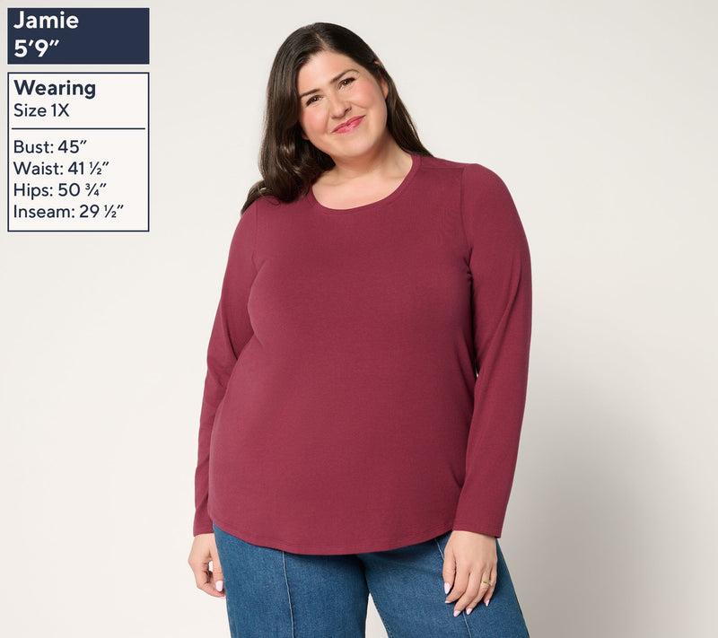 BEAUTIFUL by Lawrence Zarian Classic Knit Crew Neck Long Sleeve Top — View 10