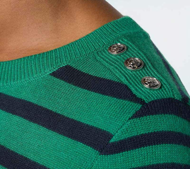 Susan Graver Super Soft Mixed Stripe Crew Neck Sweater — View 6