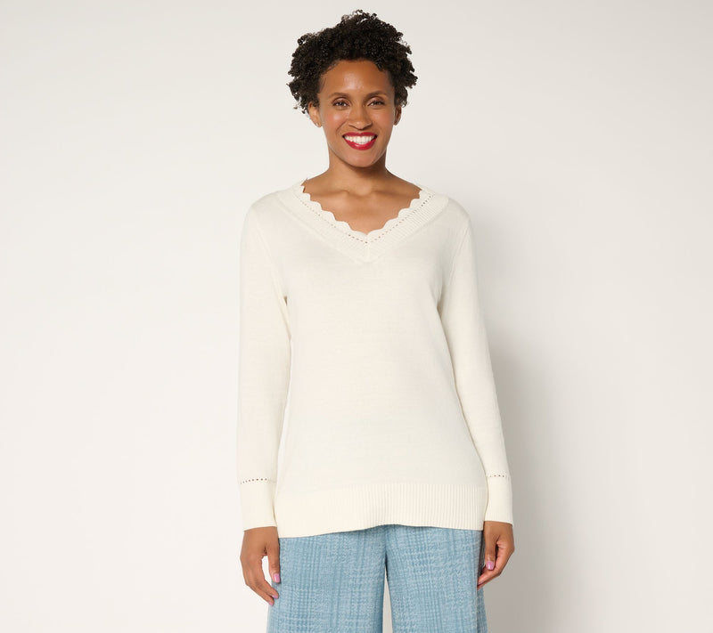 BEAUTIFUL by Lawrence Zarian V- Neck Pullover Sweater — View 5