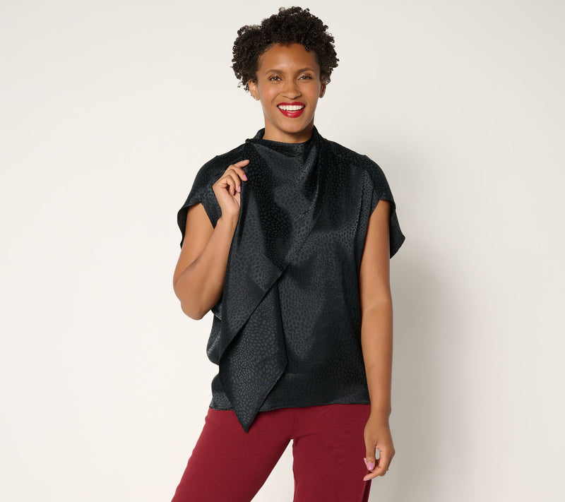 Carla Rockmore Collection Draped Jacquard Blouse — View 11