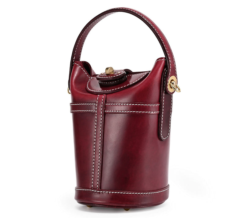 Old Trend Begonia Leather Bucket Bag with Crossbody Strap — View 2
