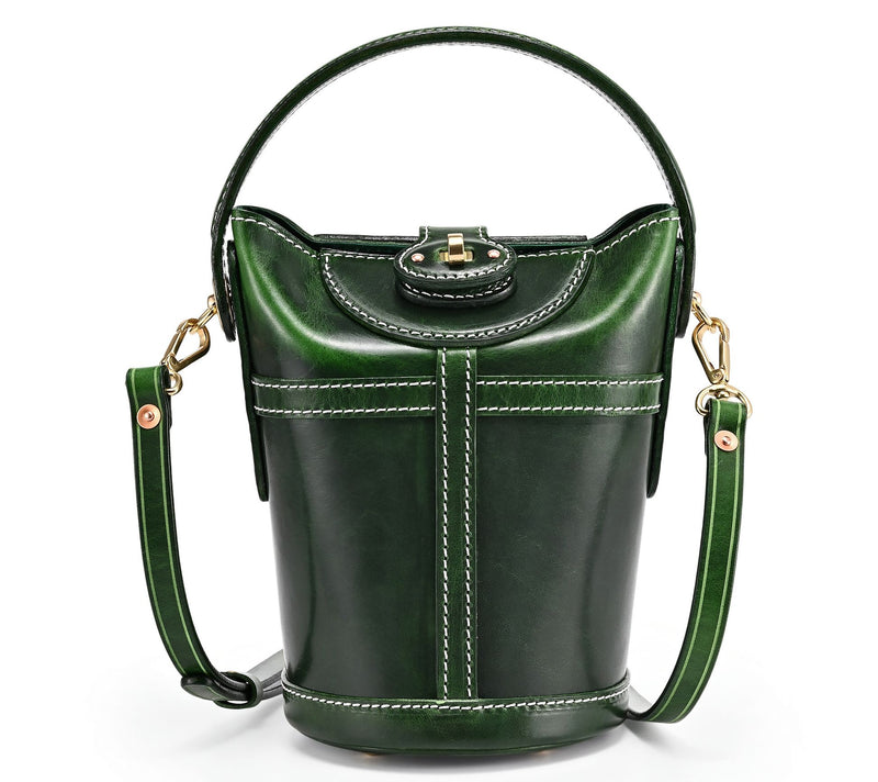 Old Trend Begonia Leather Bucket Bag with Crossbody Strap — View 13