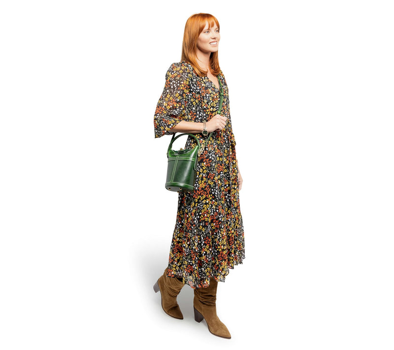 Old Trend Begonia Leather Bucket Bag with Crossbody Strap — View 8