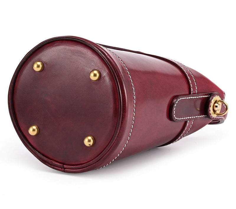 Old Trend Begonia Leather Bucket Bag with Crossbody Strap — View 4