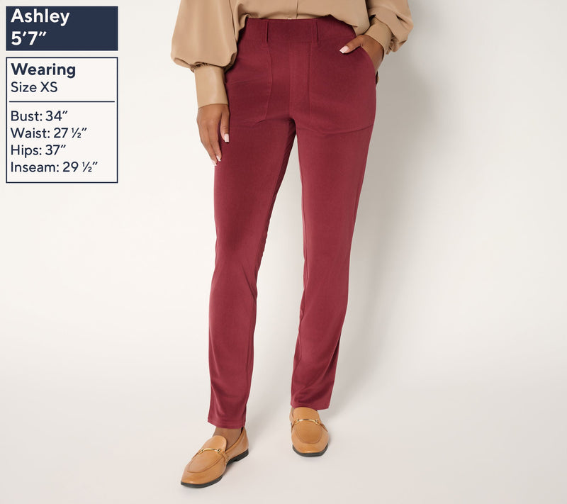 Denim & Co. Regular Stretch Knit Corduroy Slim Straight Pants — View 9