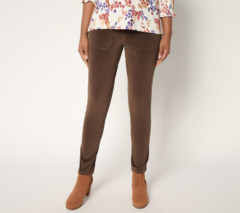 Denim & Co. Regular Stretch Knit Corduroy Slim Straight Pants — Main view