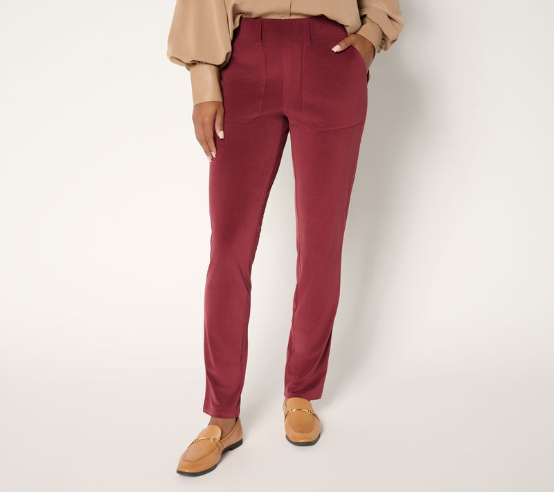 Denim & Co. Petite Stretch Knit Corduroy Slim Straight Pants — View 3