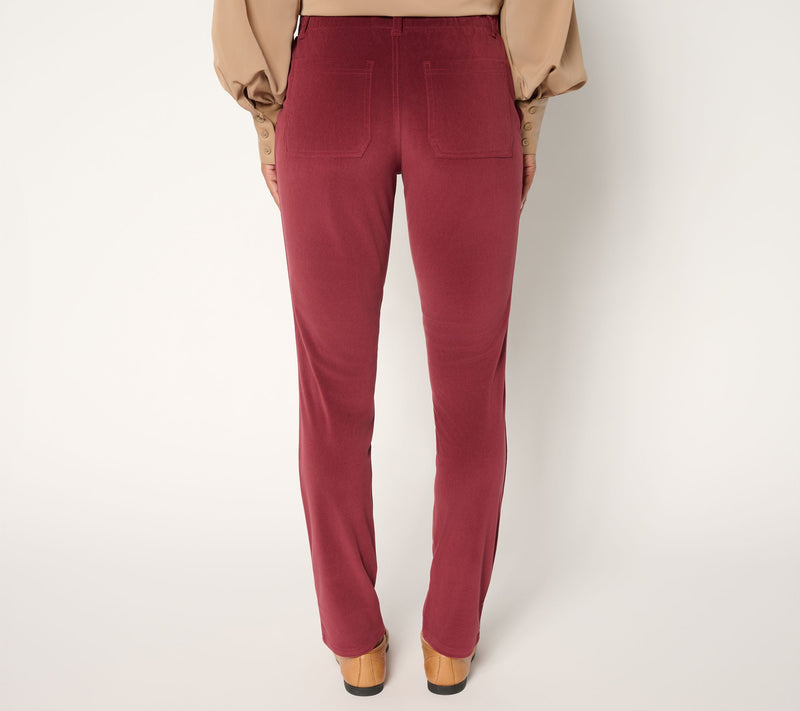 Denim & Co. Petite Stretch Knit Corduroy Slim Straight Pants — View 10