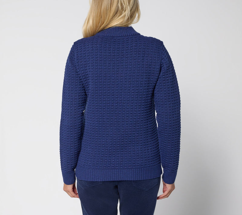 Denim & Co. Long Sleeve Texture Stitch Mock Neck Sweater — View 4