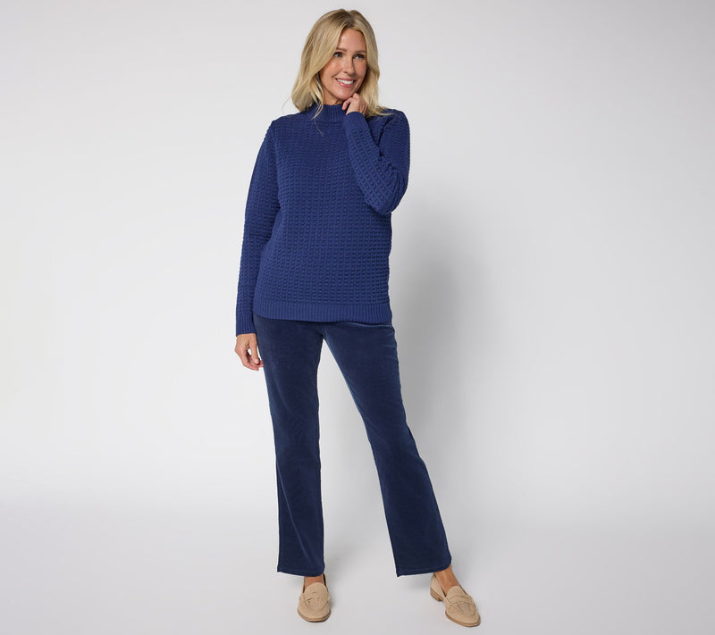 Denim & Co. Long Sleeve Texture Stitch Mock Neck Sweater — View 5