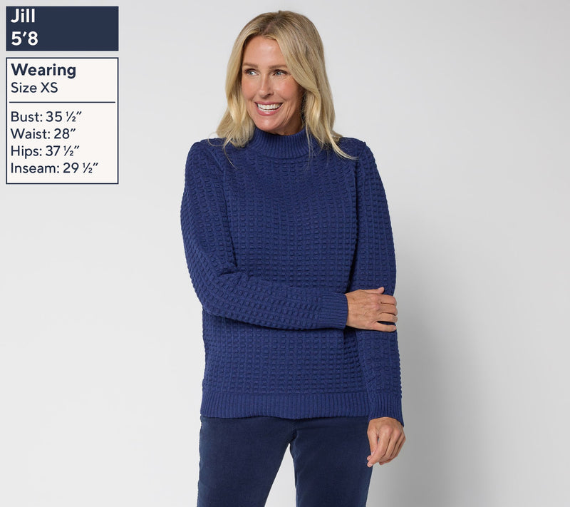Denim & Co. Long Sleeve Texture Stitch Mock Neck Sweater — View 3
