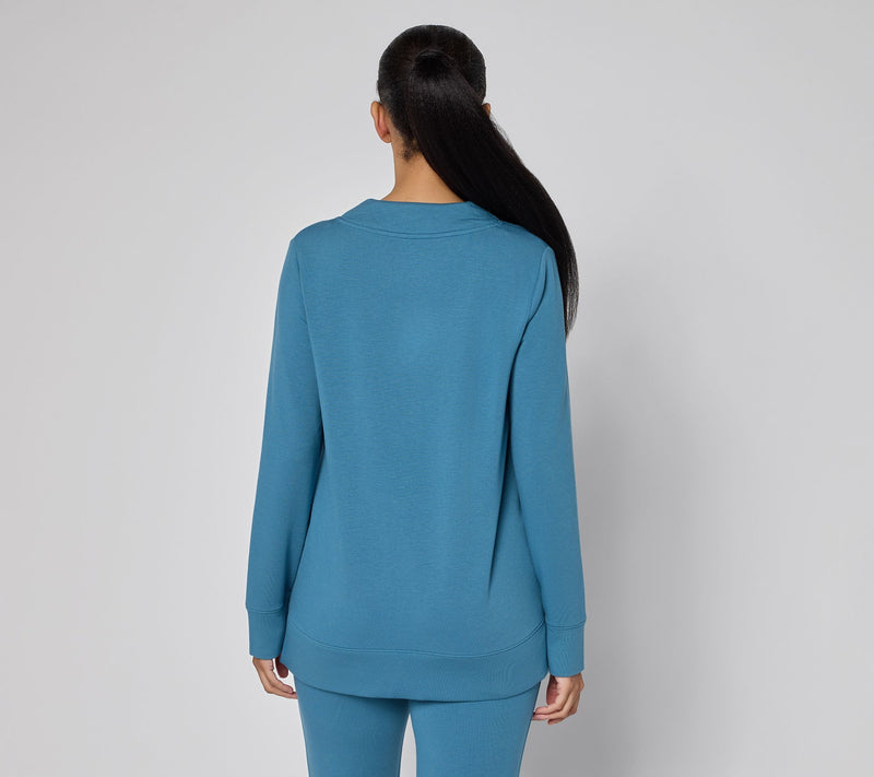 Denim & Co. Active Fleece-Back Knit V-Neck Top — View 3