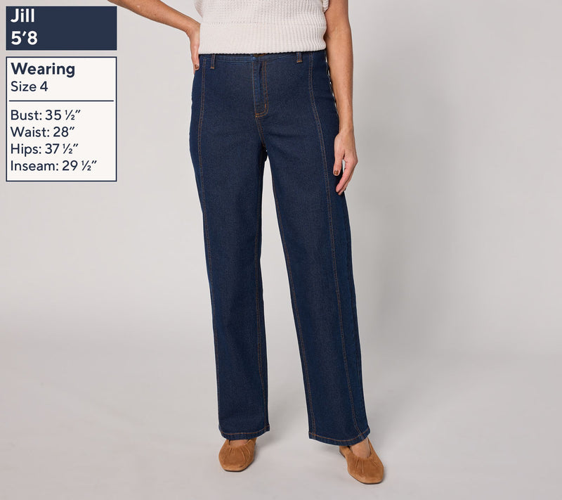 Denim & Co. Regular Indigo Classic Stretch Wide Leg Seamed Jeans — View 5