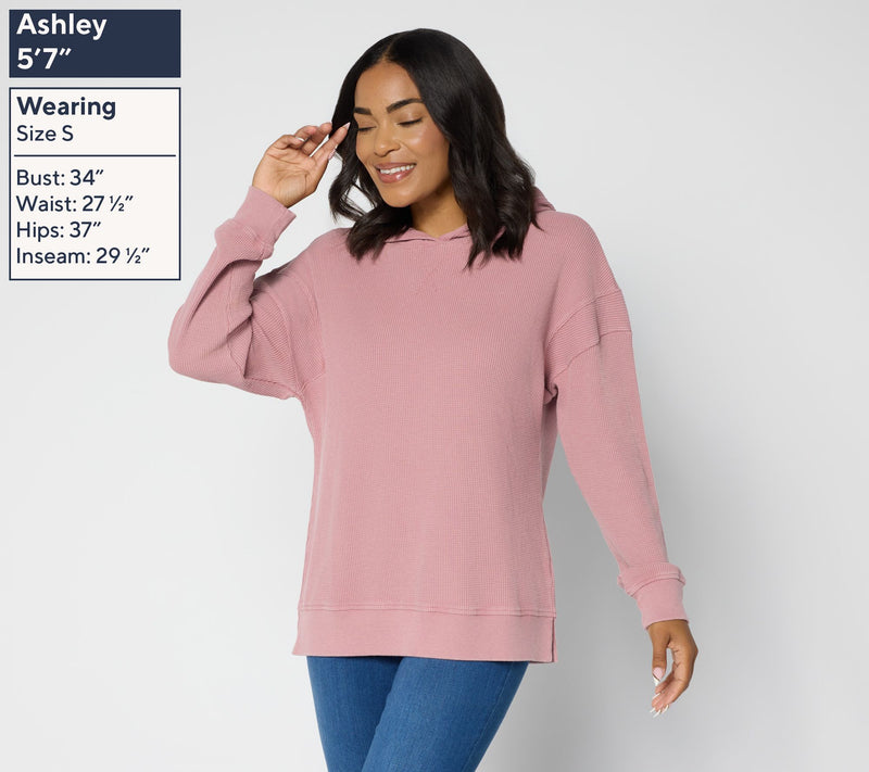 Belle by Kim Gravel Snow Washed Waffle Hoodie — View 4