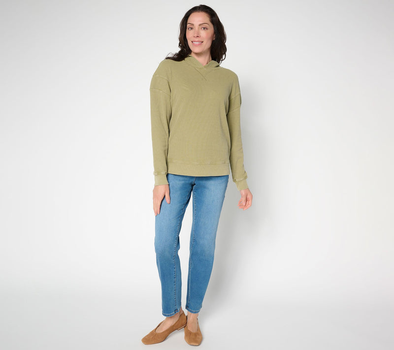 Belle by Kim Gravel Snow Washed Waffle Hoodie — View 7