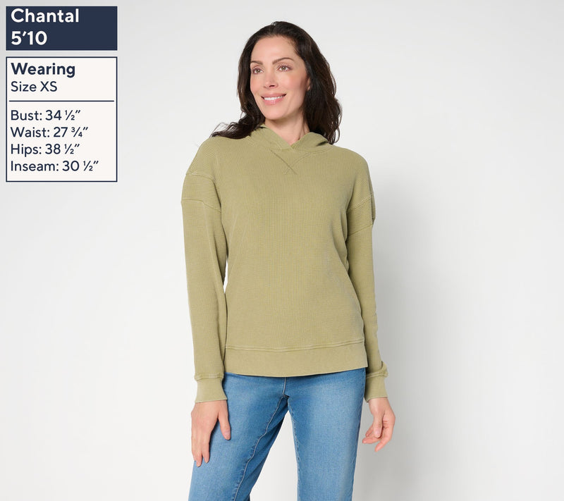 Belle by Kim Gravel Snow Washed Waffle Hoodie — View 5